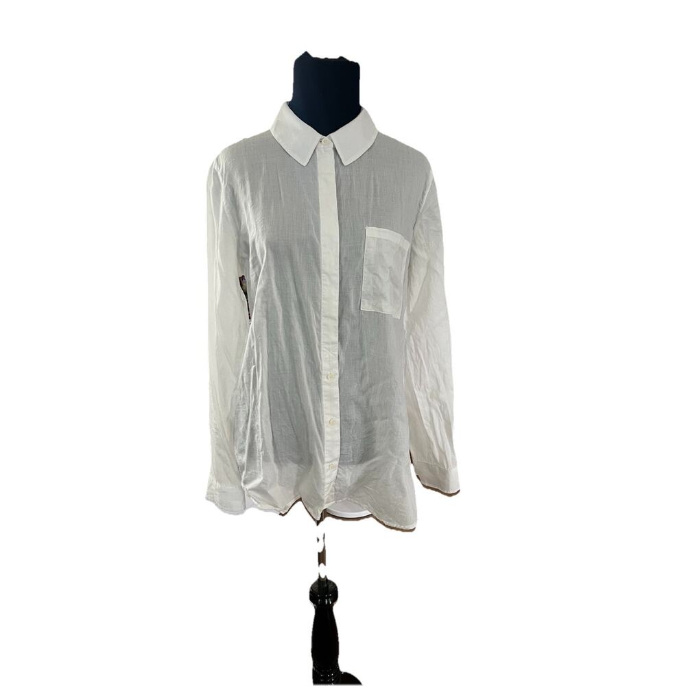 Treasure & Bond Womens white button up long sleeve shirt size M
